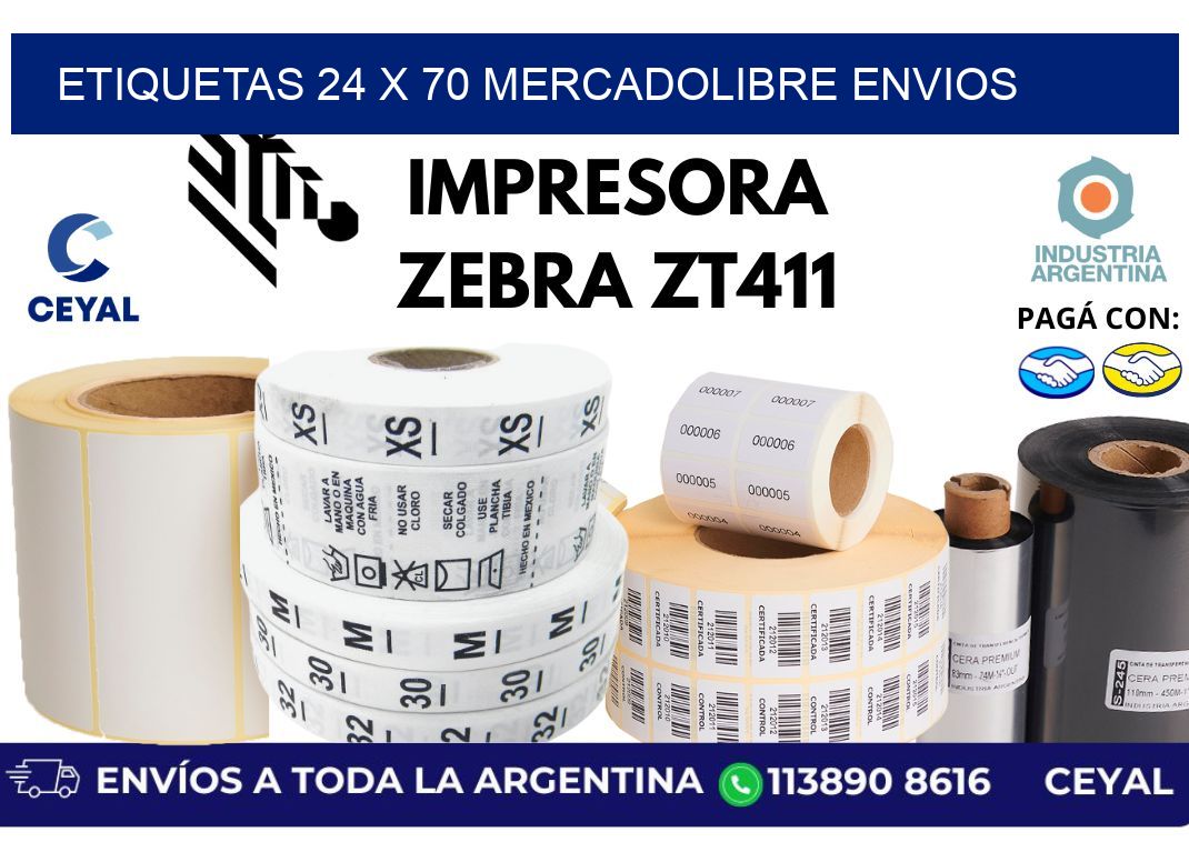 etiquetas 24 x 70 mercadolibre envios