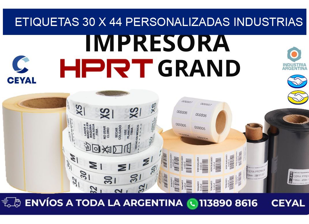 etiquetas 30 x 44 personalizadas industrias