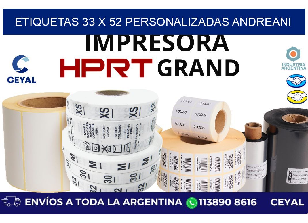 etiquetas 33 x 52 personalizadas andreani