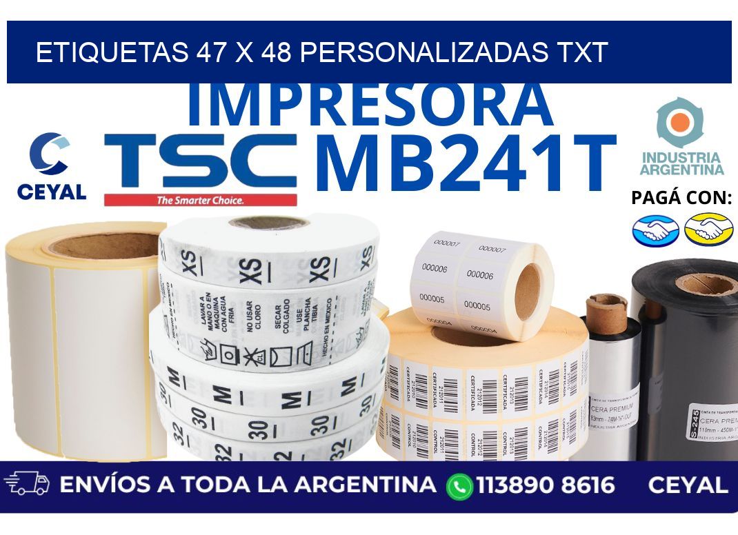 etiquetas 47 x 48 personalizadas txt