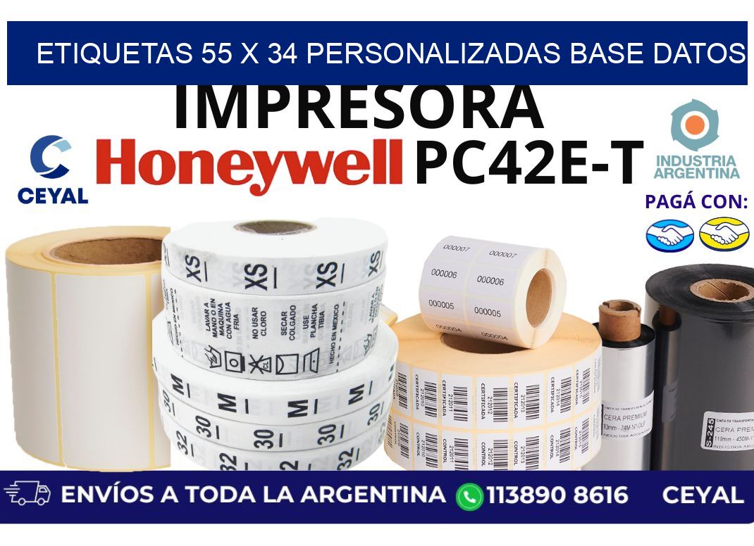 etiquetas 55 x 34 personalizadas base datos
