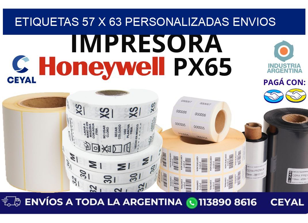 etiquetas 57 x 63 personalizadas envios
