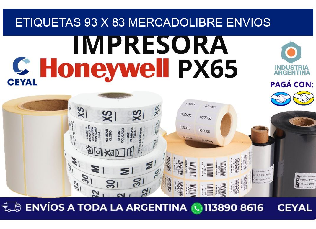 etiquetas 93 x 83 mercadolibre envios