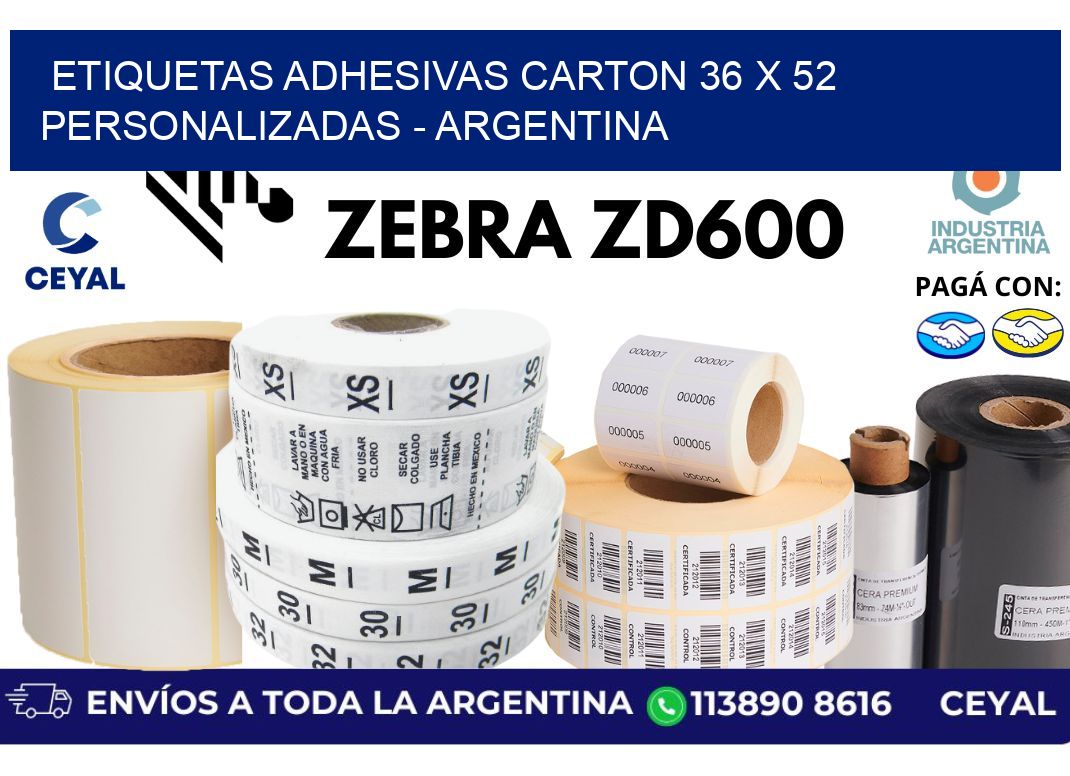 etiquetas adhesivas carton 36 x 52 personalizadas – Argentina