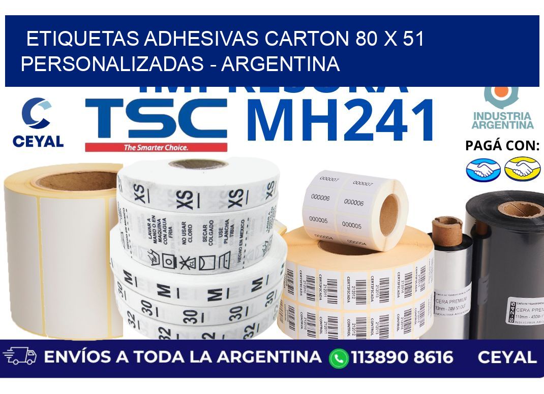 etiquetas adhesivas carton 80 x 51 personalizadas - Argentina