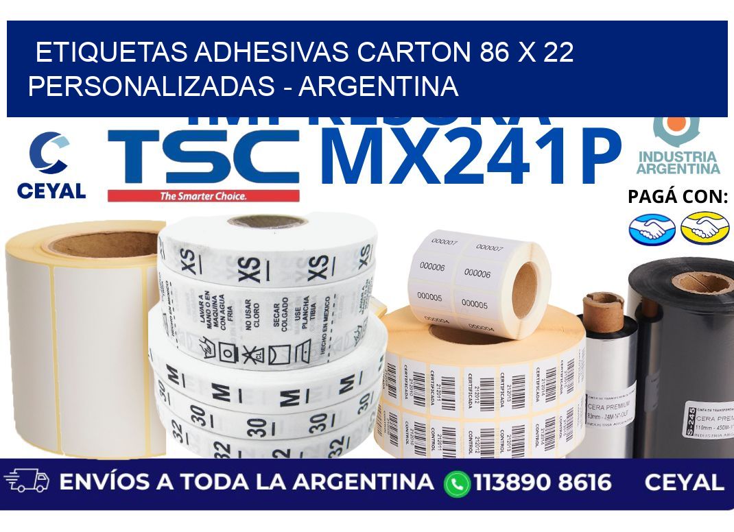 etiquetas adhesivas carton 86 x 22 personalizadas - Argentina