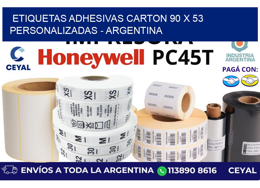 etiquetas adhesivas carton 90 x 53 personalizadas - Argentina