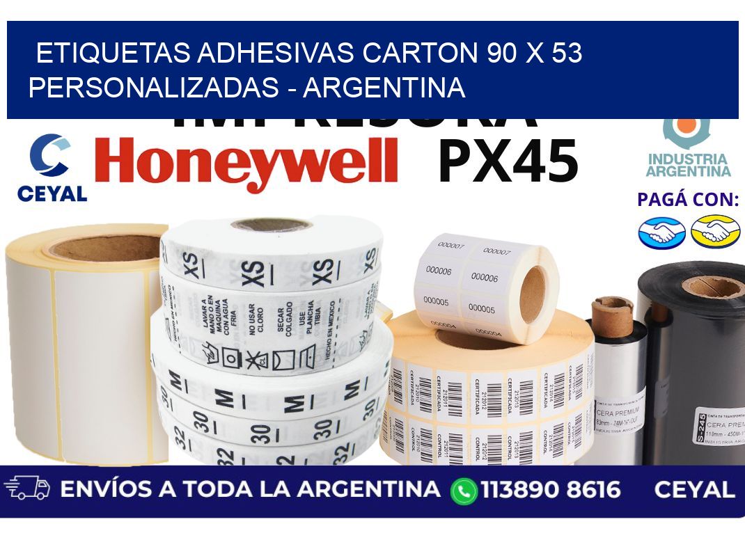 etiquetas adhesivas carton 90 x 53 personalizadas - Argentina