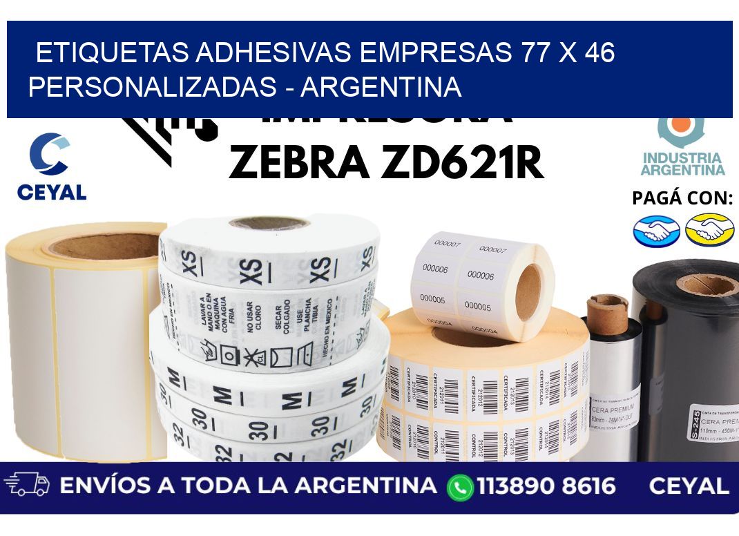 etiquetas adhesivas empresas 77 x 46 personalizadas - Argentina