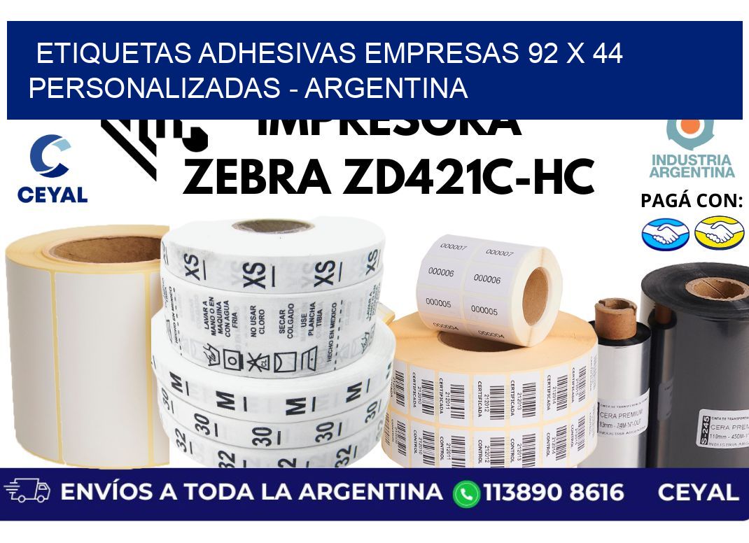 etiquetas adhesivas empresas 92 x 44 personalizadas - Argentina