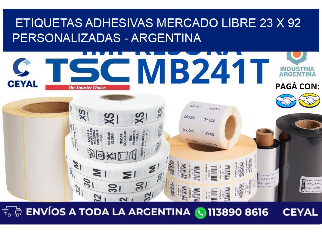 etiquetas adhesivas mercado libre 23 x 92 personalizadas - Argentina