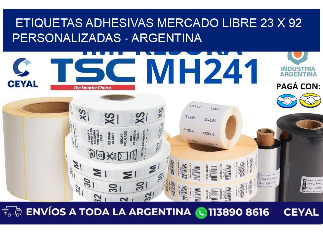 etiquetas adhesivas mercado libre 23 x 92 personalizadas - Argentina