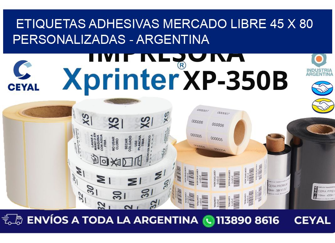 etiquetas adhesivas mercado libre 45 x 80 personalizadas - Argentina