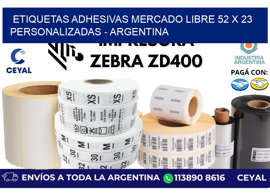 etiquetas adhesivas mercado libre 52 x 23 personalizadas - Argentina