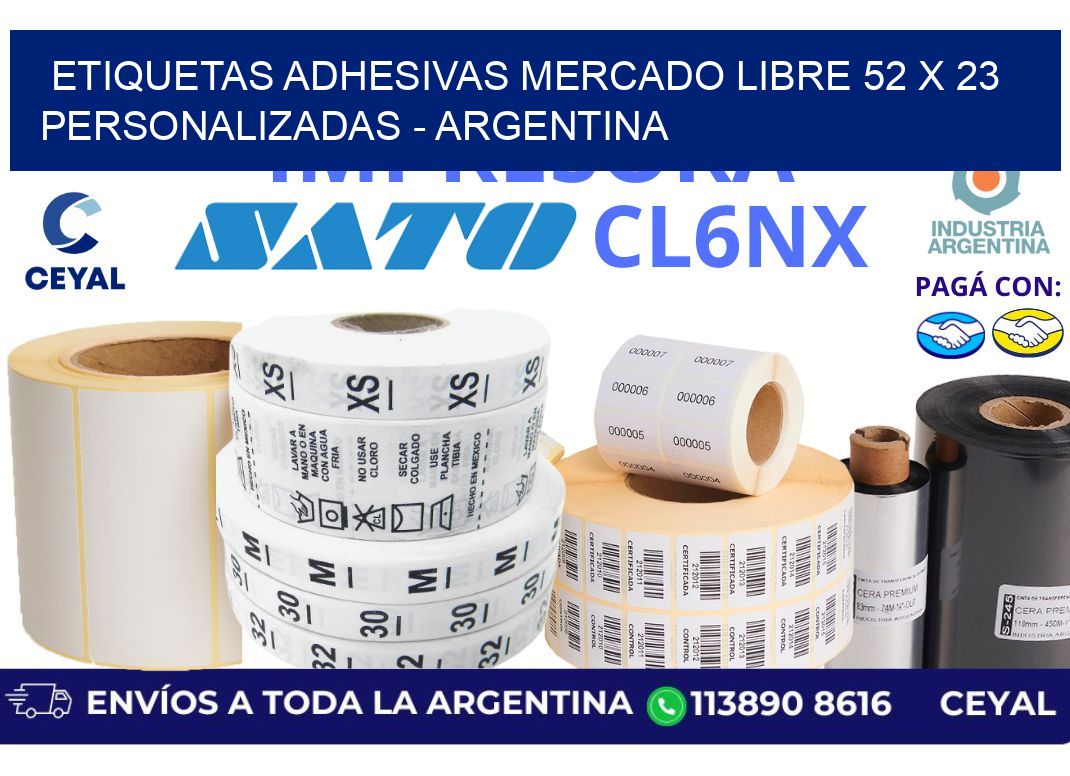 etiquetas adhesivas mercado libre 52 x 23 personalizadas - Argentina