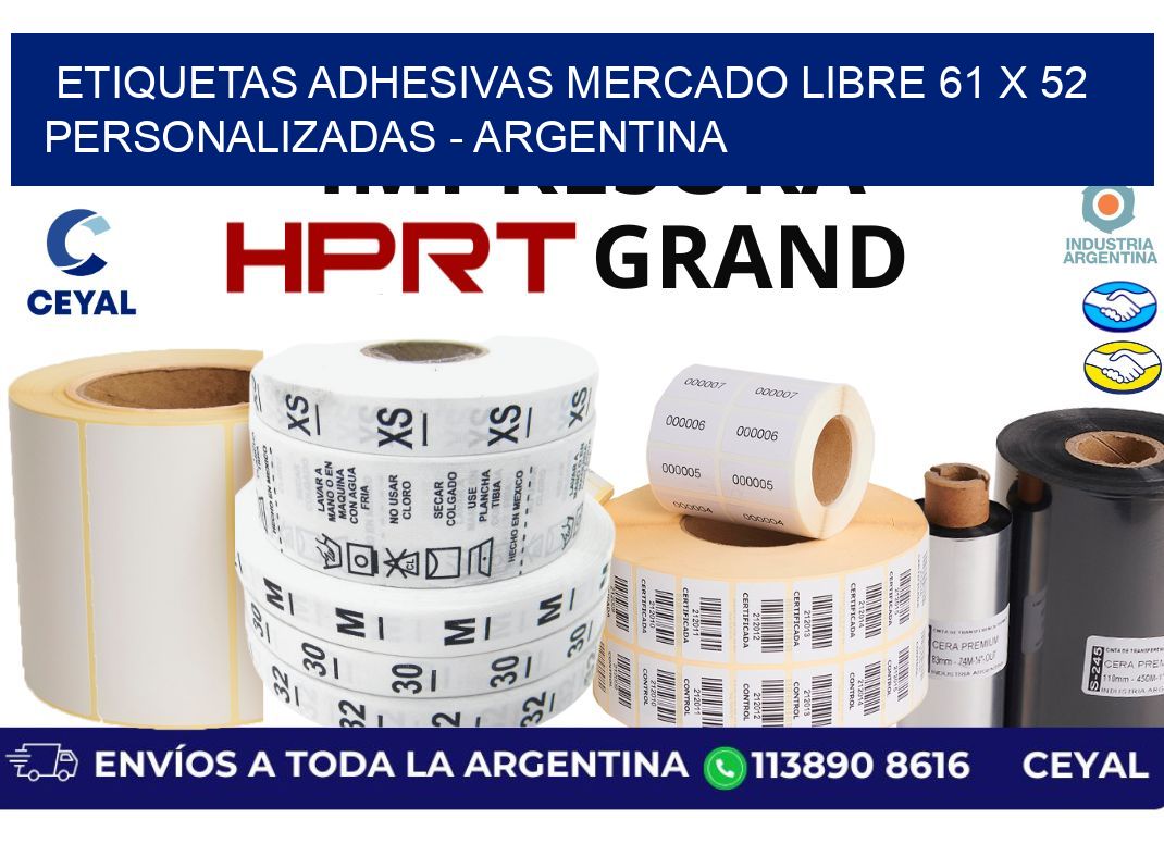 etiquetas adhesivas mercado libre 61 x 52 personalizadas - Argentina