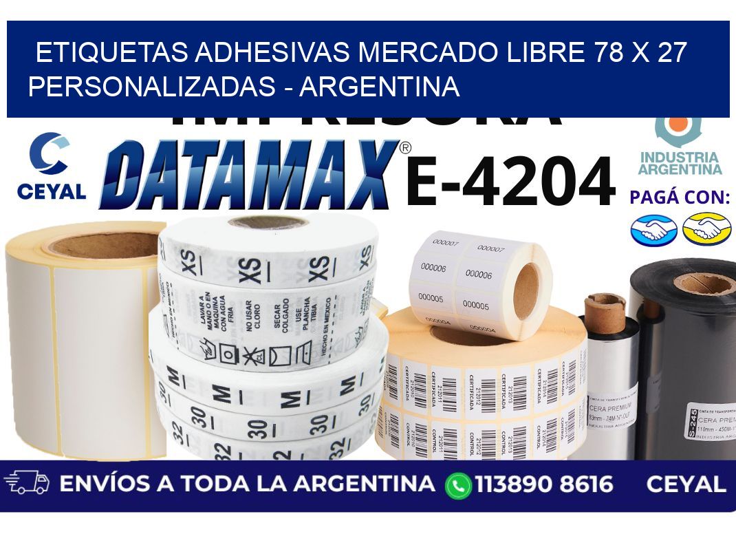 etiquetas adhesivas mercado libre 78 x 27 personalizadas - Argentina
