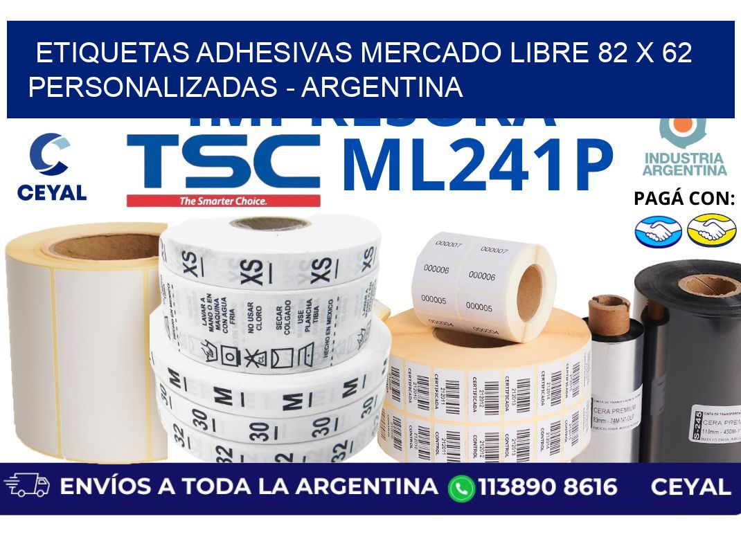 etiquetas adhesivas mercado libre 82 x 62 personalizadas - Argentina