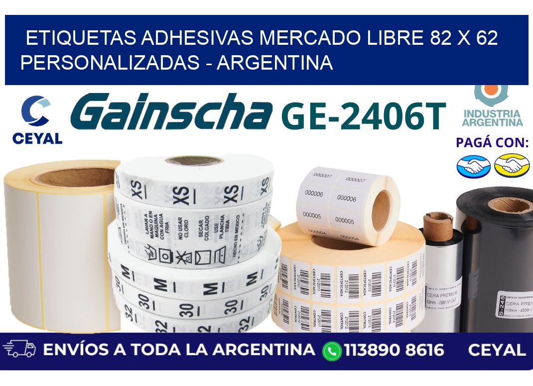 etiquetas adhesivas mercado libre 82 x 62 personalizadas - Argentina