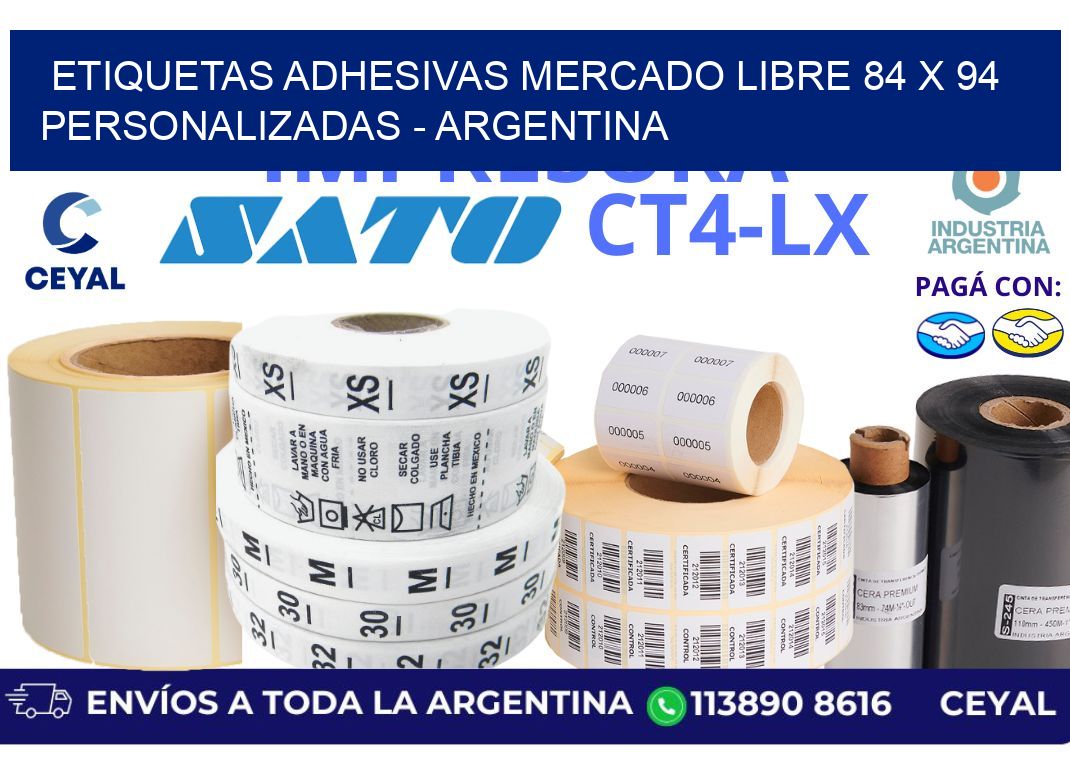etiquetas adhesivas mercado libre 84 x 94 personalizadas – Argentina