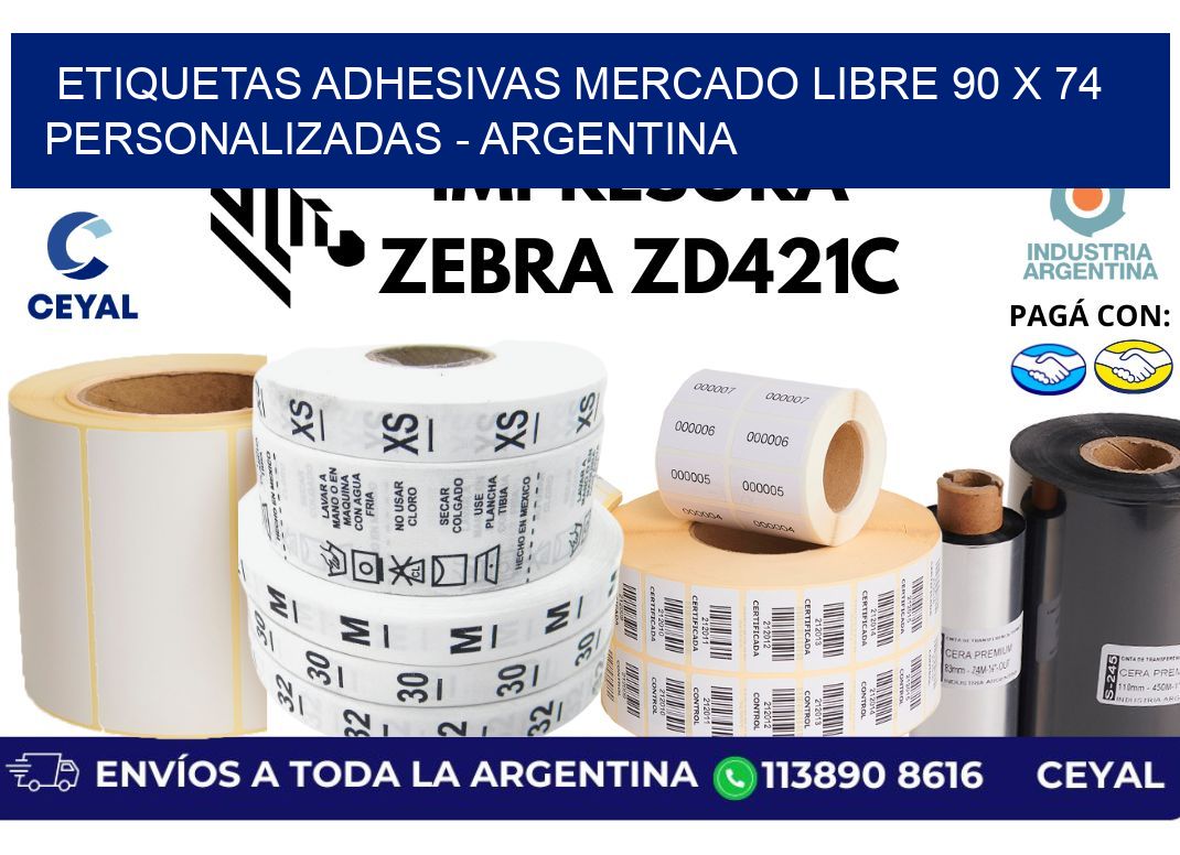 etiquetas adhesivas mercado libre 90 x 74 personalizadas - Argentina