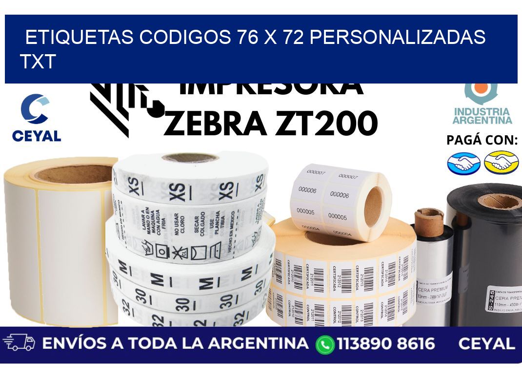 etiquetas codigos 76 x 72 personalizadas txt