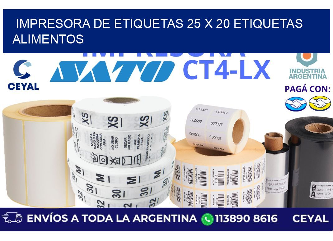impresora de etiquetas 25 x 20 etiquetas alimentos