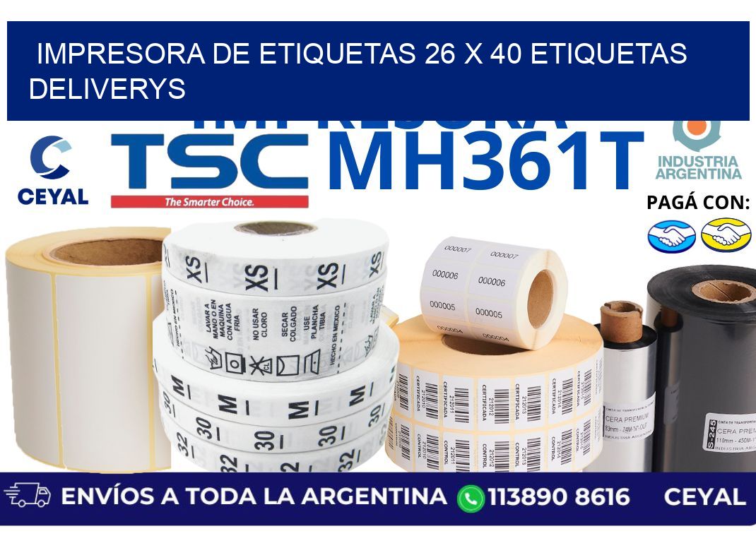 impresora de etiquetas 26 x 40 etiquetas deliverys