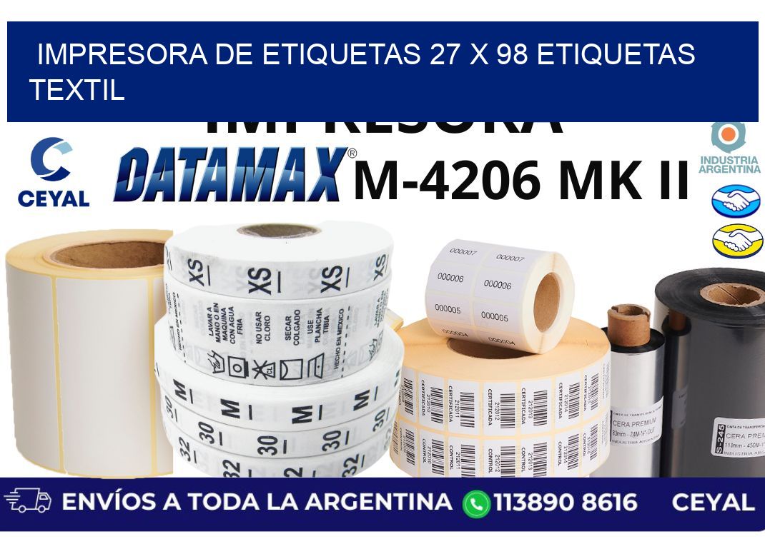 impresora de etiquetas 27 x 98 etiquetas textil