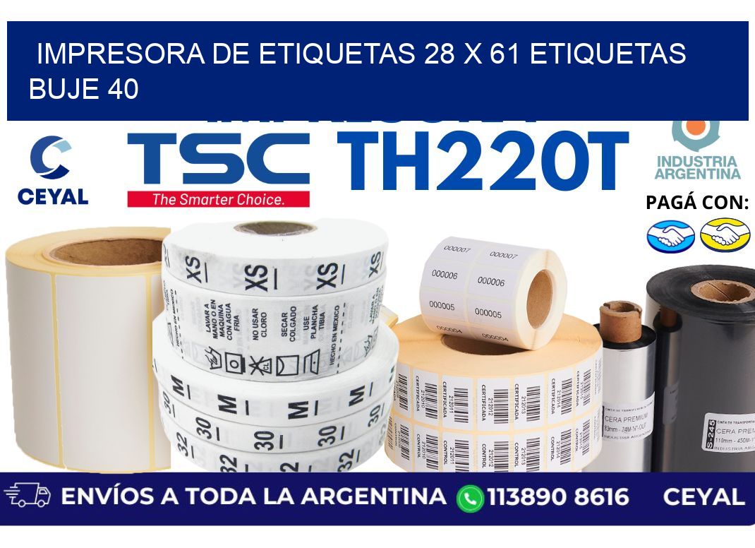 impresora de etiquetas 28 x 61 etiquetas buje 40