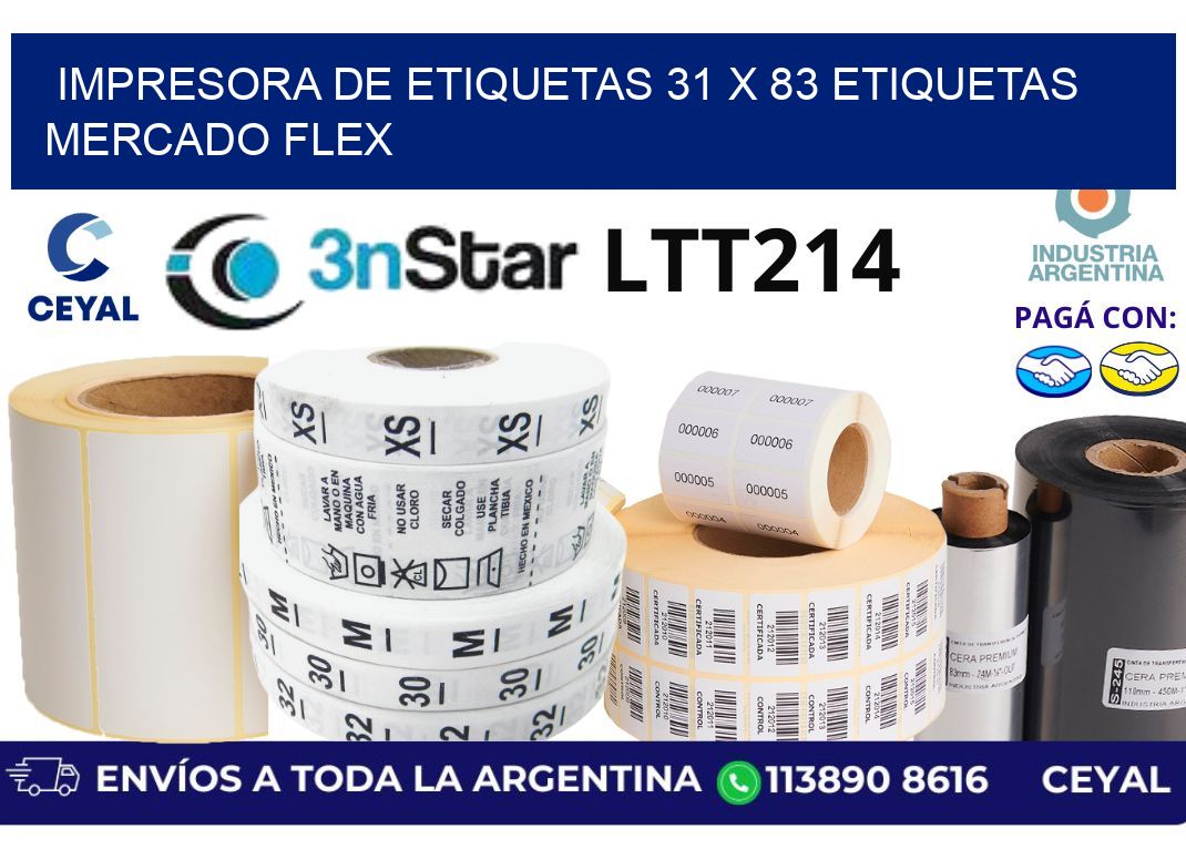 impresora de etiquetas 31 x 83 etiquetas mercado flex