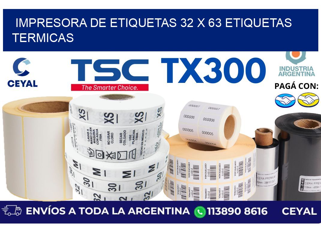 impresora de etiquetas 32 x 63 etiquetas termicas