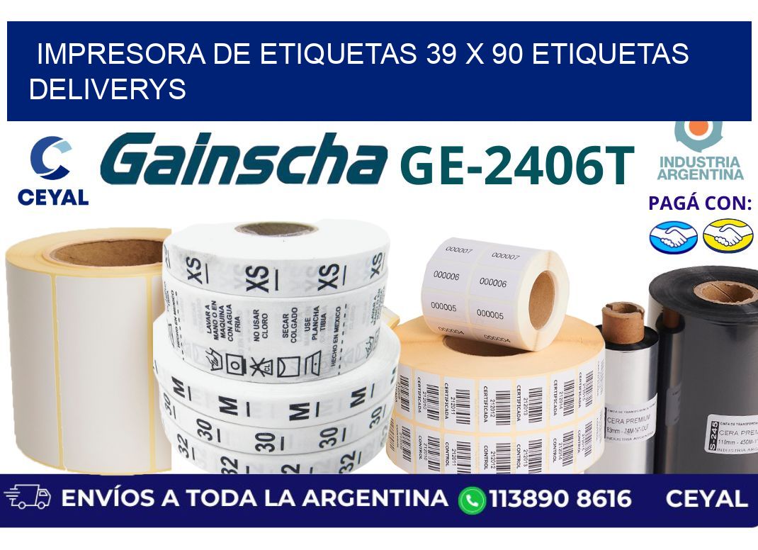 impresora de etiquetas 39 x 90 etiquetas deliverys