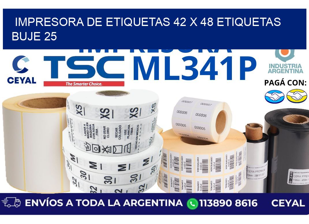 impresora de etiquetas 42 x 48 etiquetas  buje 25