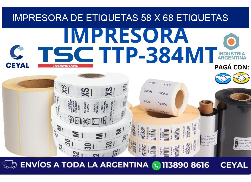 impresora de etiquetas 58 x 68 etiquetas