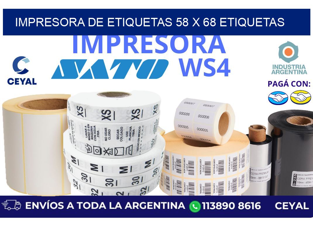 impresora de etiquetas 58 x 68 etiquetas