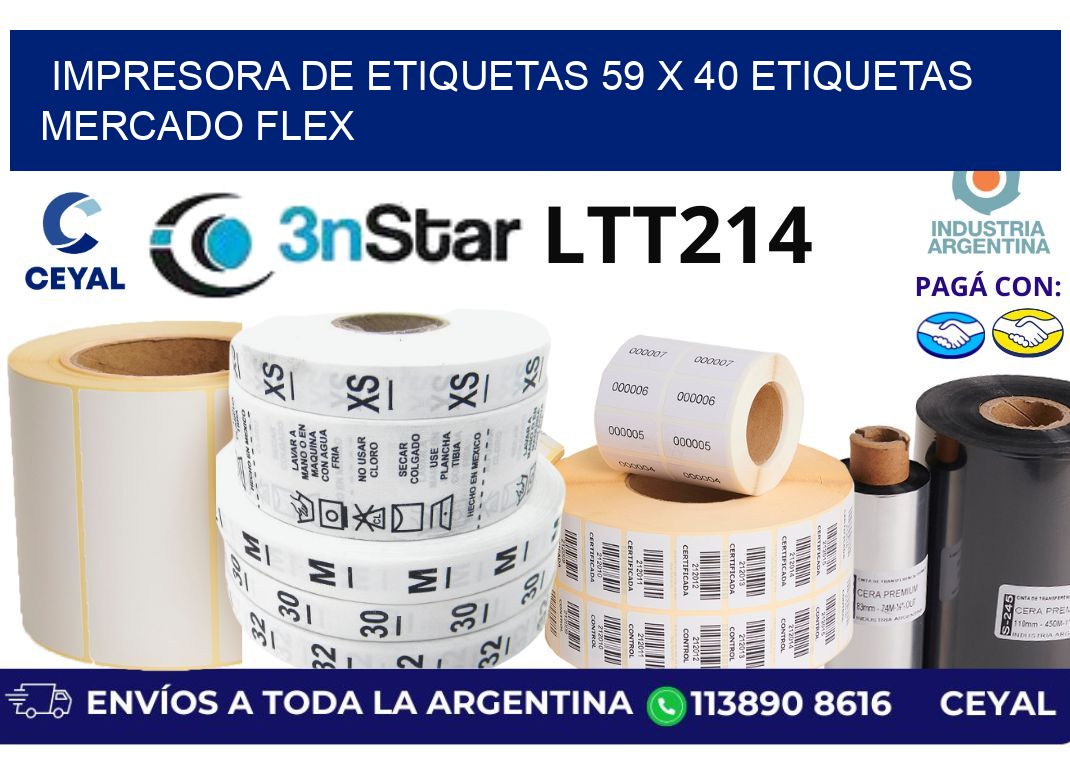 impresora de etiquetas 59 x 40 etiquetas mercado flex