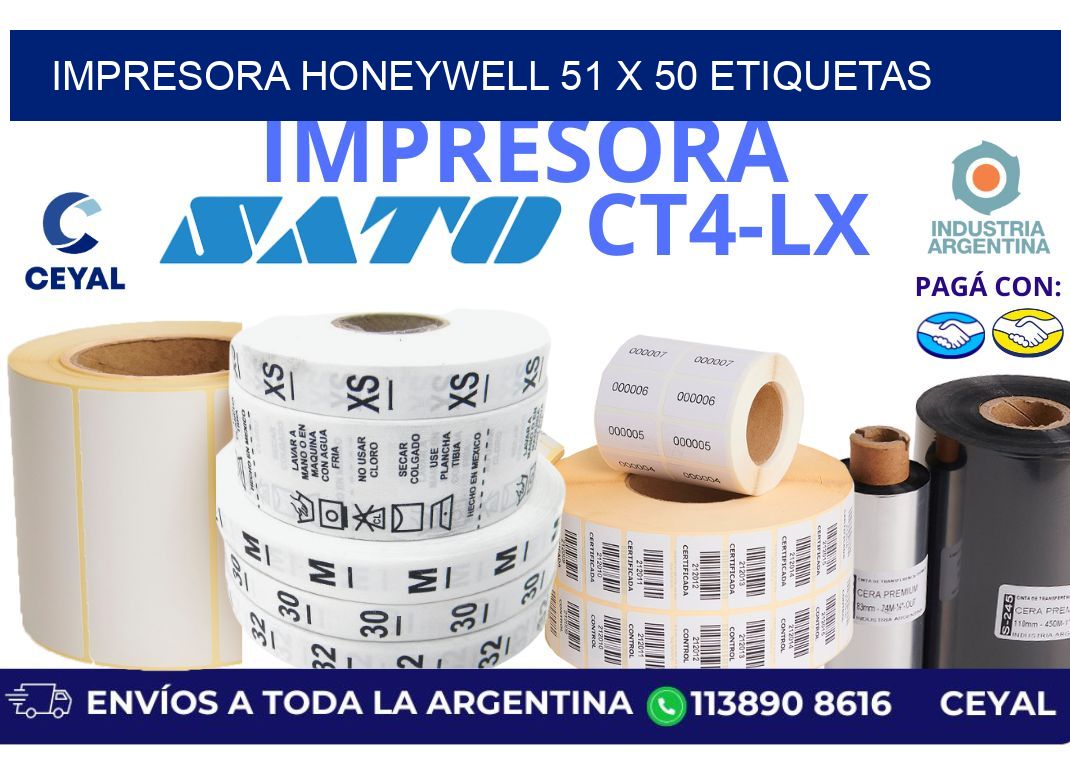 impresora honeywell 51 x 50 etiquetas