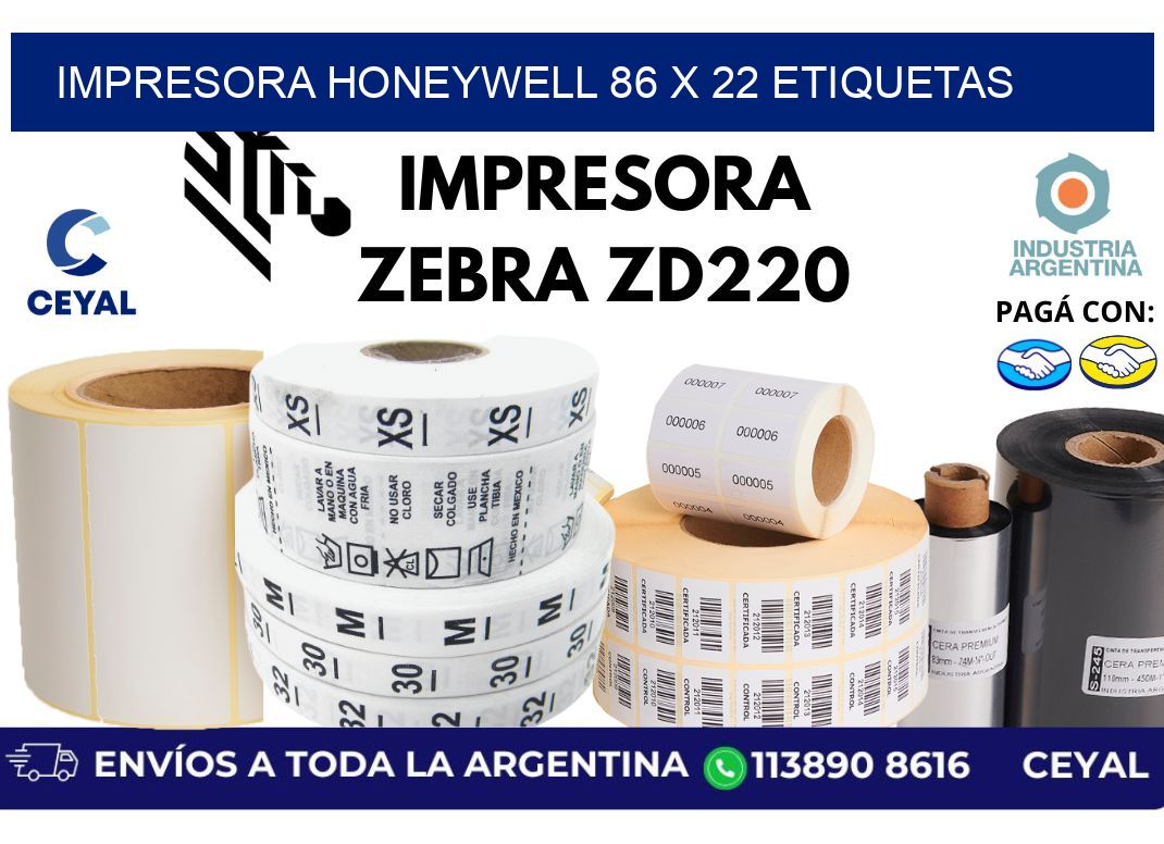 impresora honeywell 86 x 22 etiquetas