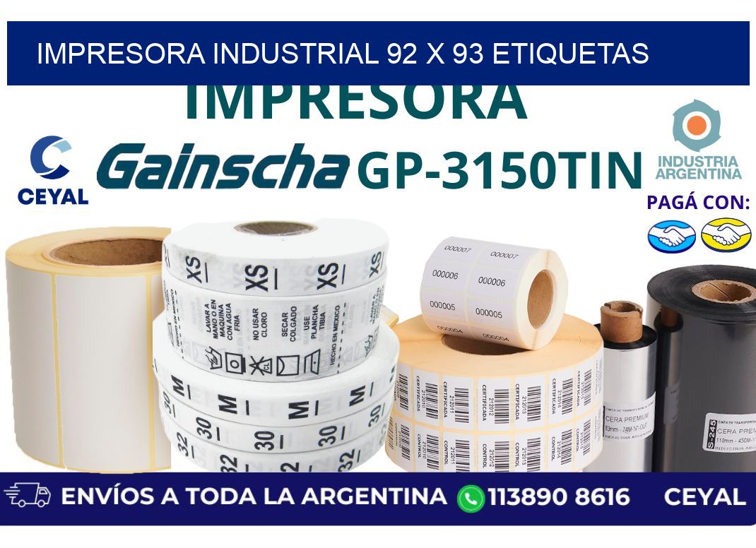 impresora industrial 92 x 93 etiquetas