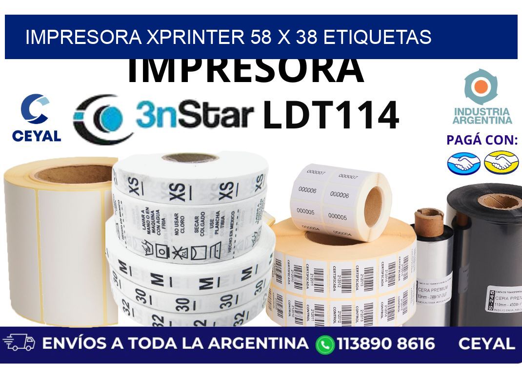 impresora xprinter 58 x 38 etiquetas