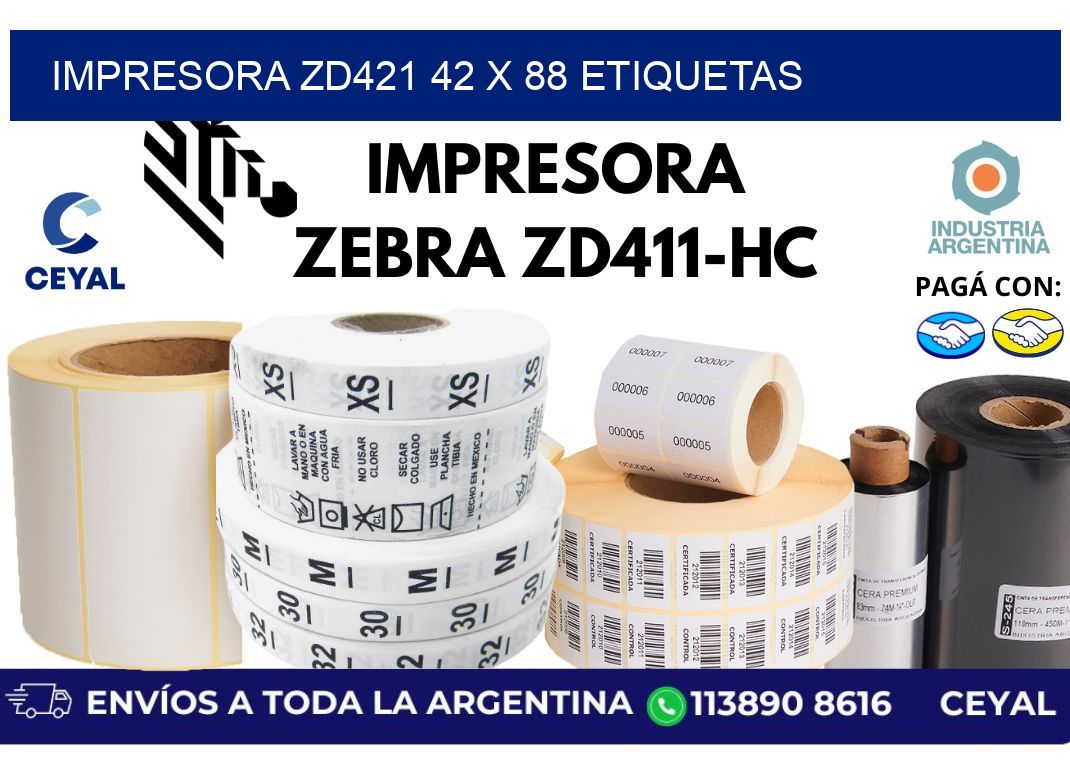 impresora zd421 42 x 88 etiquetas