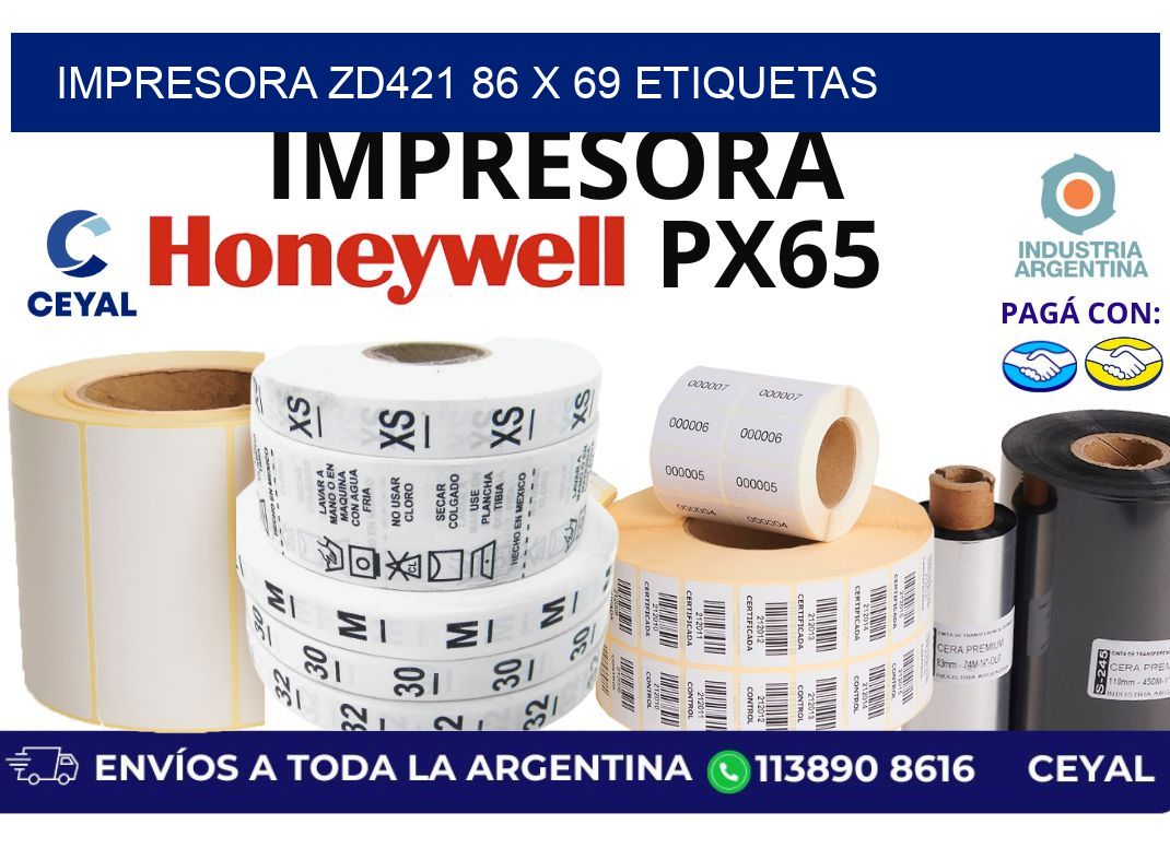 impresora zd421 86 x 69 etiquetas