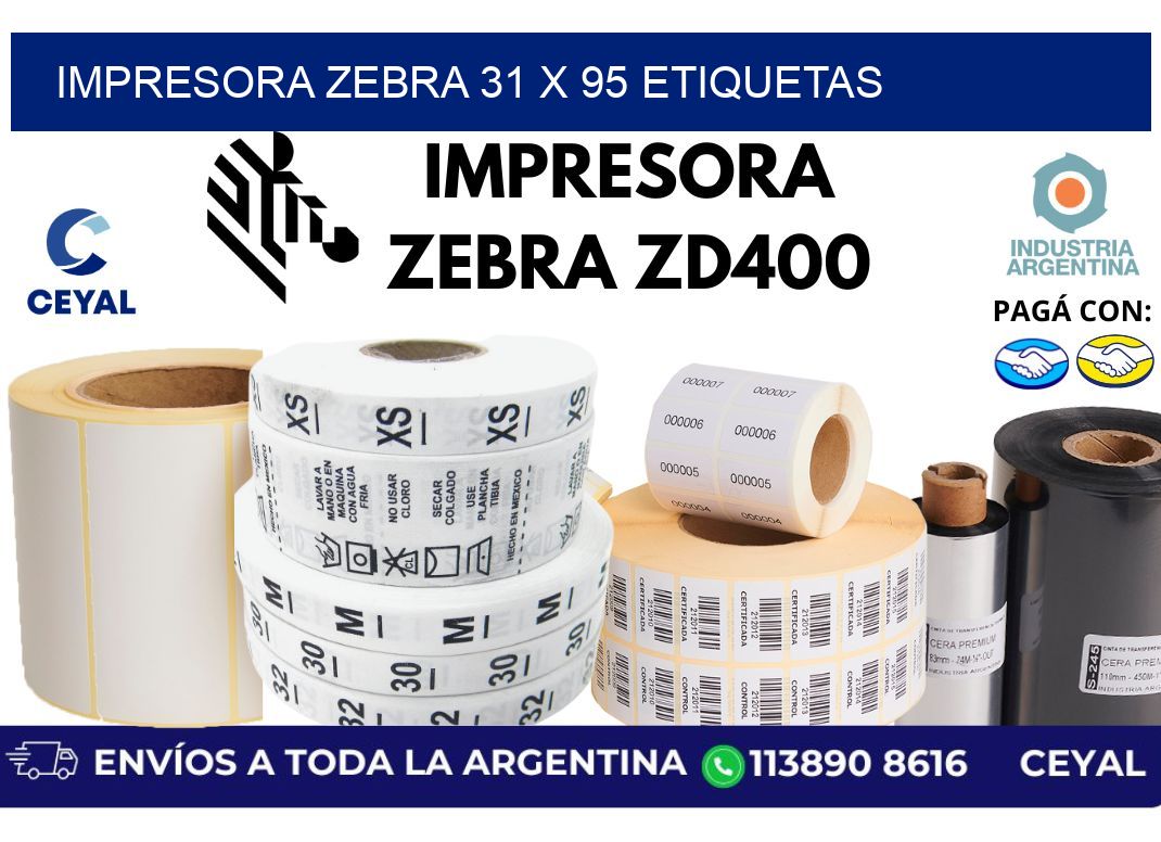 impresora zebra 31 x 95 etiquetas