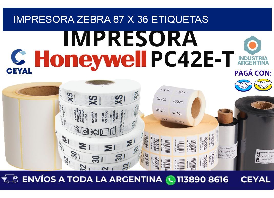 impresora zebra 87 x 36 etiquetas