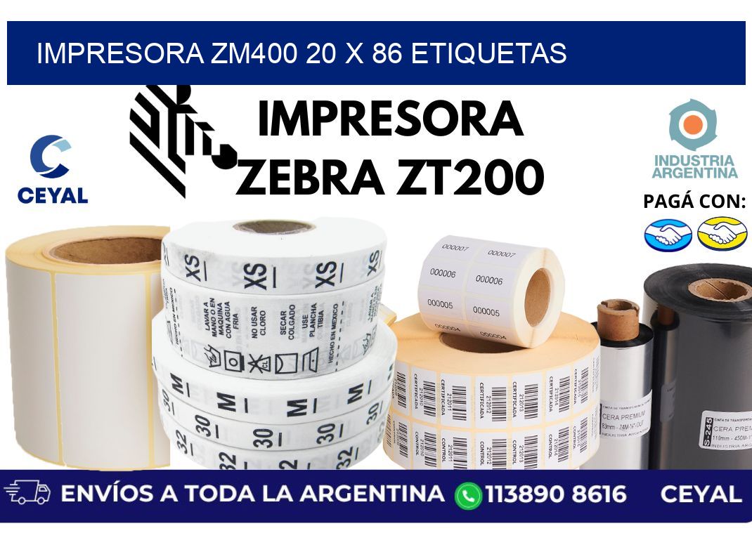 impresora zm400 20 x 86 etiquetas