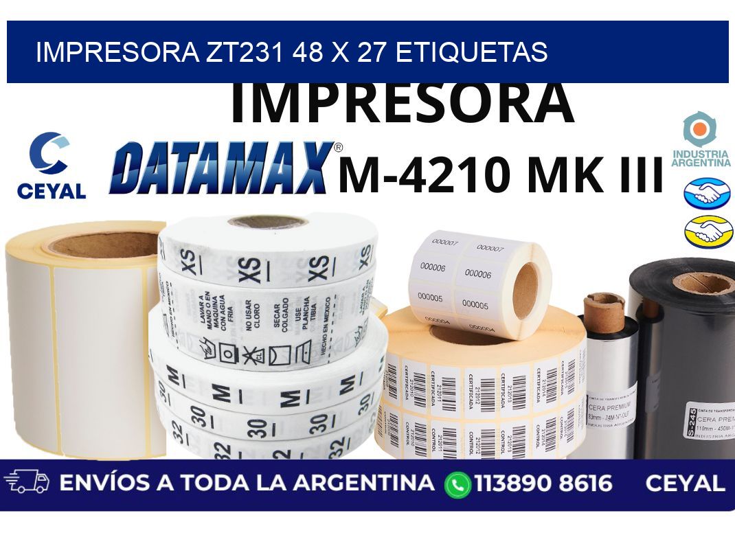impresora zt231 48 x 27 etiquetas
