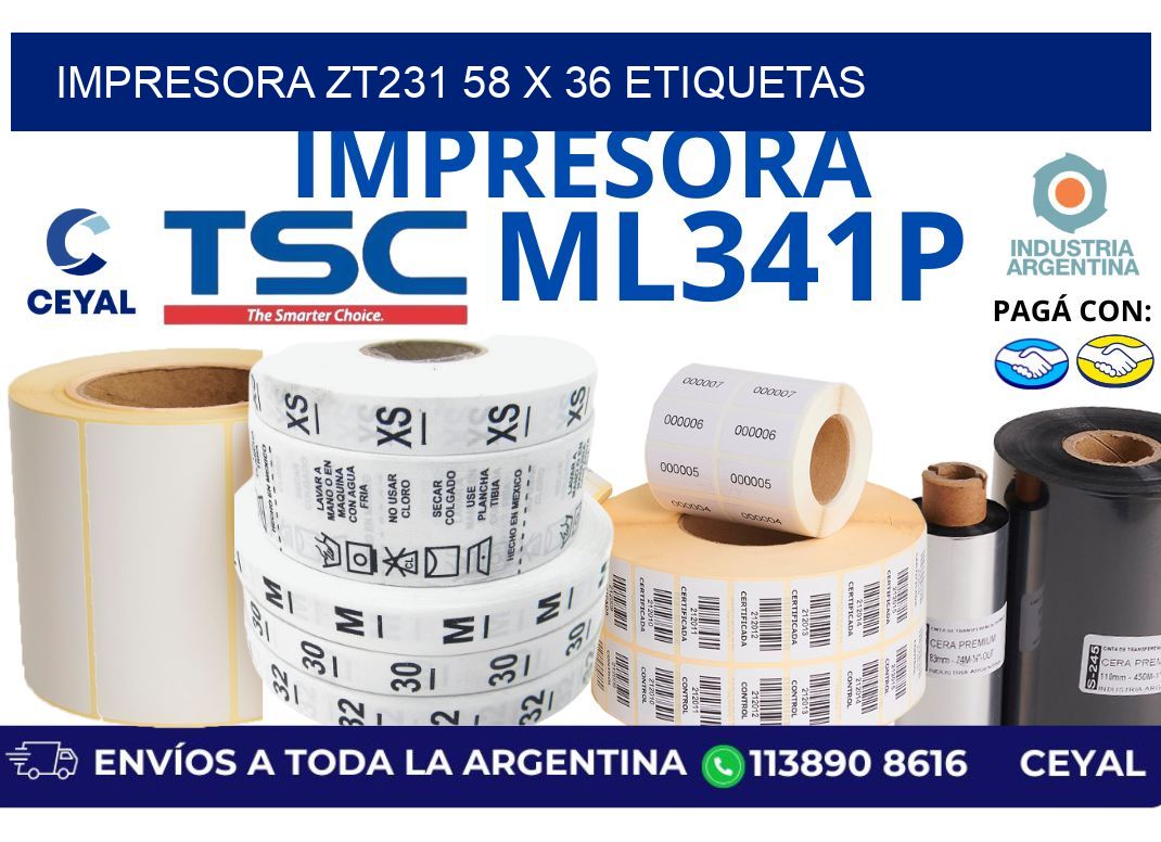 impresora zt231 58 x 36 etiquetas