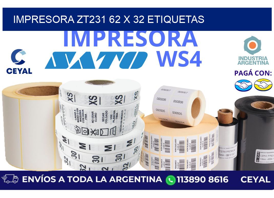 impresora zt231 62 x 32 etiquetas