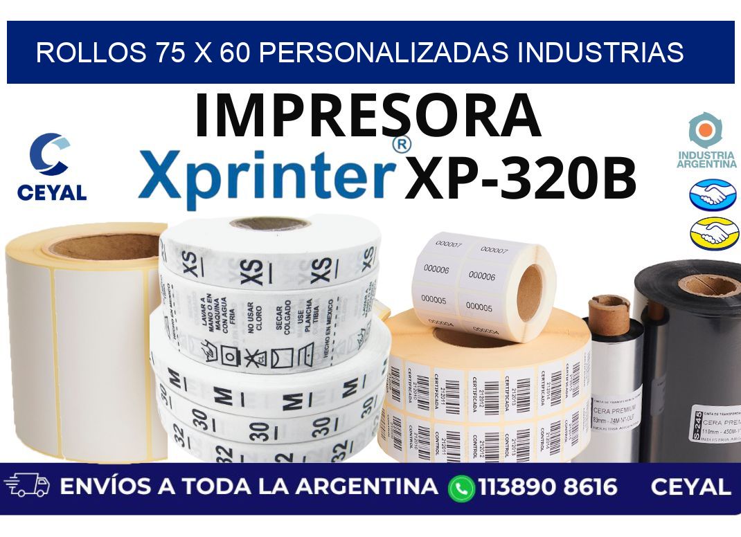 rollos 75 x 60 personalizadas industrias